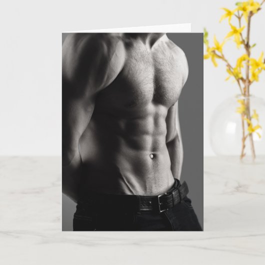 Contours in Grey Hot Guy Greetings Card カード (黄色い花)