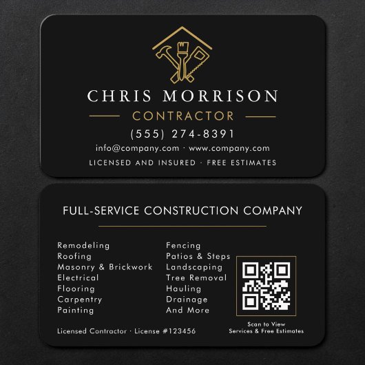 Contractor Black Gold QR Code 名刺