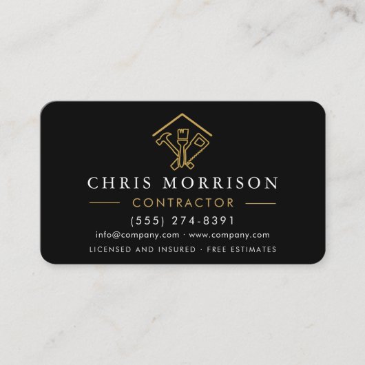 Contractor Black Gold QR Code 名刺 (正面)