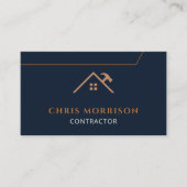 Contractor Construction QR Code Navy Blue Copper 名刺 (正面)