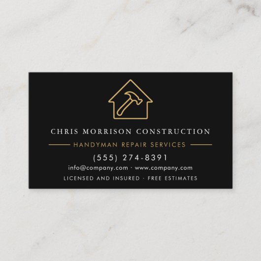 Contractor & Handyman QR Code 名刺 (正面)