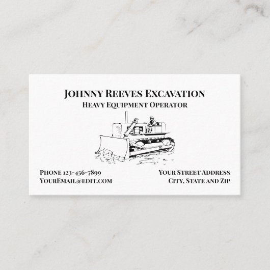 Contractor Heavy Equipment Operator Business Card 名刺 (正面)