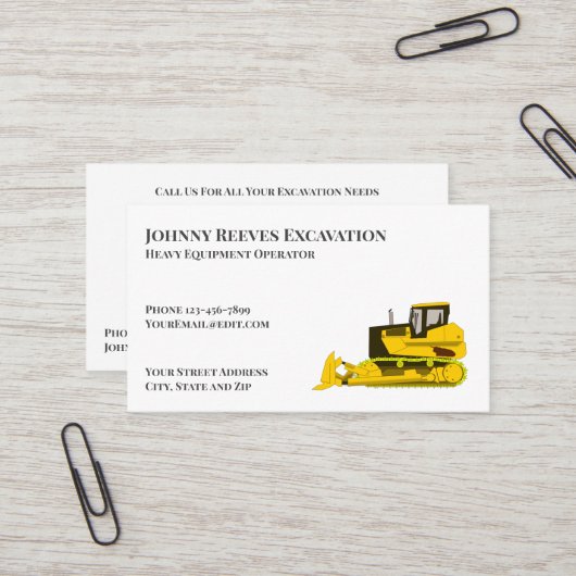 Contractor Heavy Equipment Operator Business Card 名刺 (正面/裏面インサイチュ)