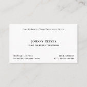 Contractor Heavy Equipment Operator Business Card 名刺 (裏面)
