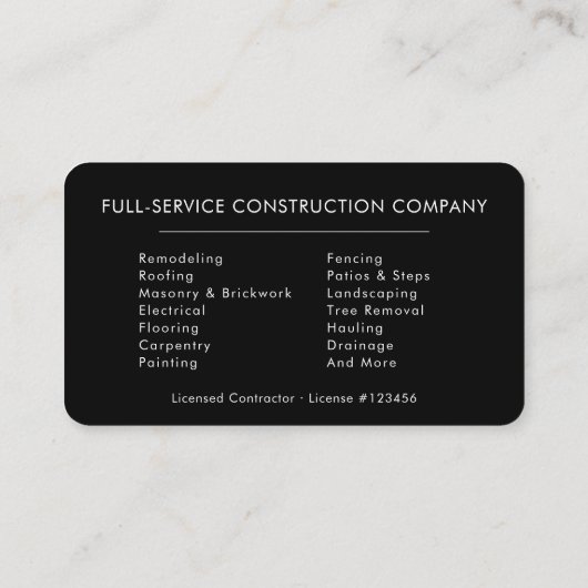Contractor Photo 名刺 (裏面)