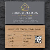 Contractor QR Code Wood Grain  名刺