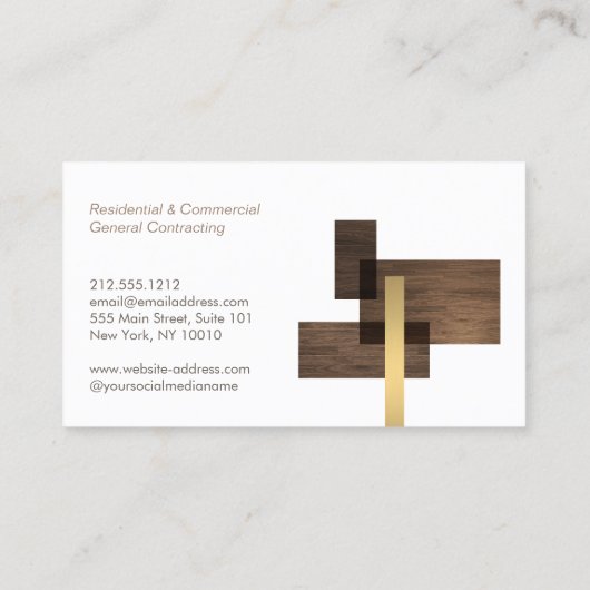 Contractor Wood Gold Logo 名刺 (裏面)