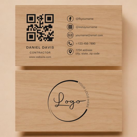 Contractor Wood Professional QR Code 名刺