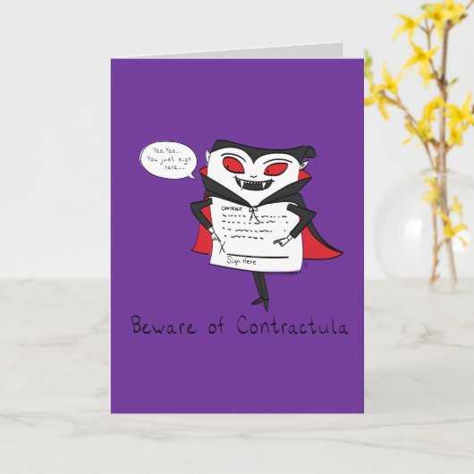 Contractulaの吸血鬼の挨拶状の用心して下さい カード (黄色い花)