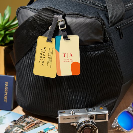 Contrast Abstract Geometric Background ラゲッジタグ (正面&裏面)