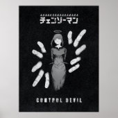 Control Devil – Dark Anime Makima Illustration ポスター (正面)
