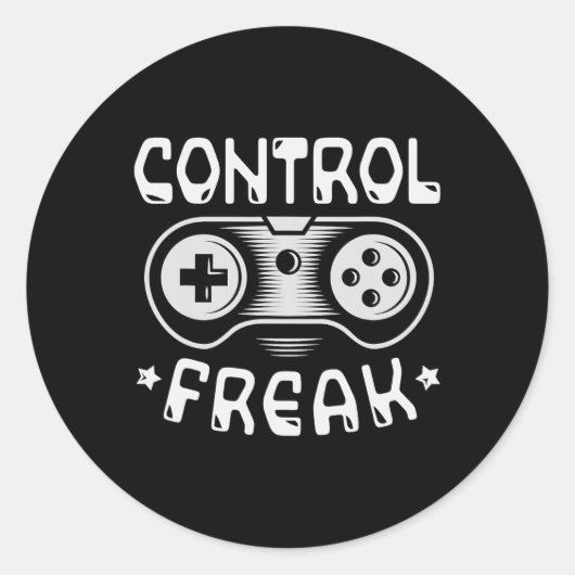 Control Freak - Funny Gaming Video Games Gamer  ラウンドシール (正面)