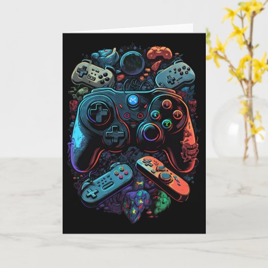 Control Gamer Video Game Controller 19  カード (黄色い花)