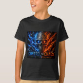 Control the Chaos Skull – Fire & Ice Split Face |  Tシャツ (正面)