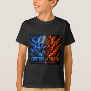 Control the Chaos Skull – Fire & Ice Split Face    Tシャツ