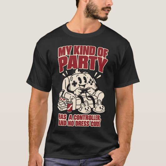 Controller Party No Dress Code Funny Gaming Tee Tシャツ (正面)