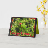 Conureのさくらんぼ頭のハッピーバースデー カード (黄色い花)