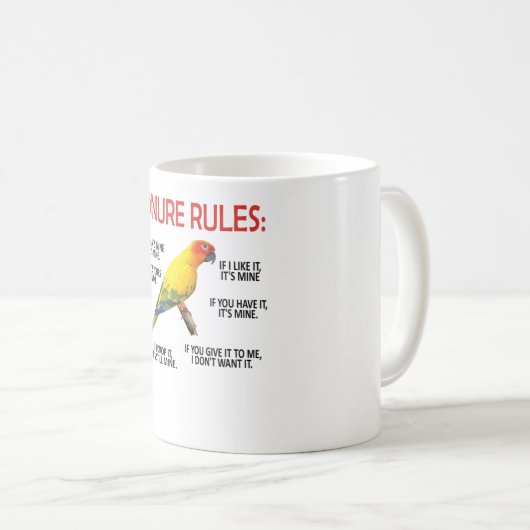 Conure Owner Conure Lover Parrot Bird Sun Conure コーヒーマグカップ (正面右)
