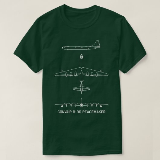 Convair B36アメリカ戦略爆撃機P Tシャツ (デザイン正面)