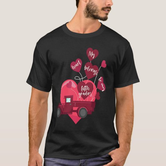 Conversation Heart Truck Valentines Day 5th Grade  Tシャツ (正面)