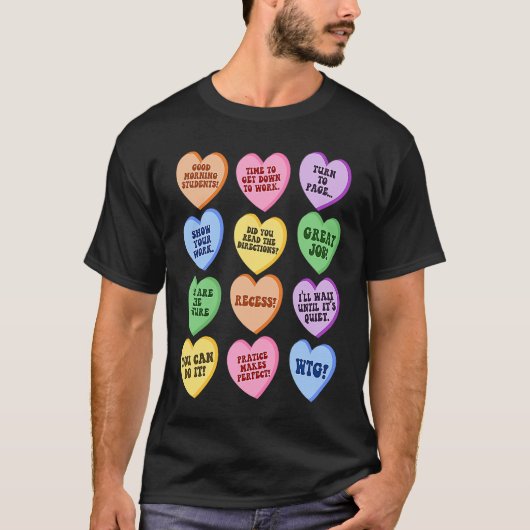 Conversation Hearts Groovy Valentines Day Cute Tea Tシャツ (正面)