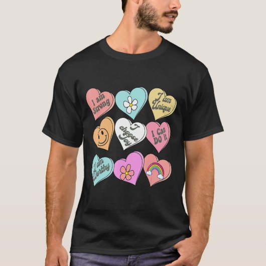 Conversation Hearts Groovy Valentines Day Cute Tea Tシャツ (正面)