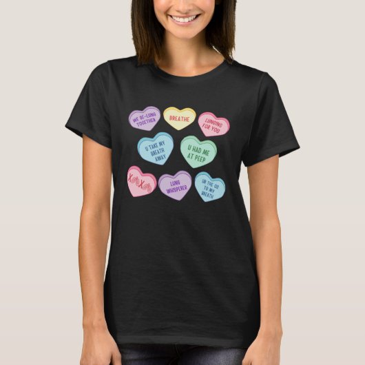 Conversation Hearts Respiratory Therapist Valentin Tシャツ (正面)