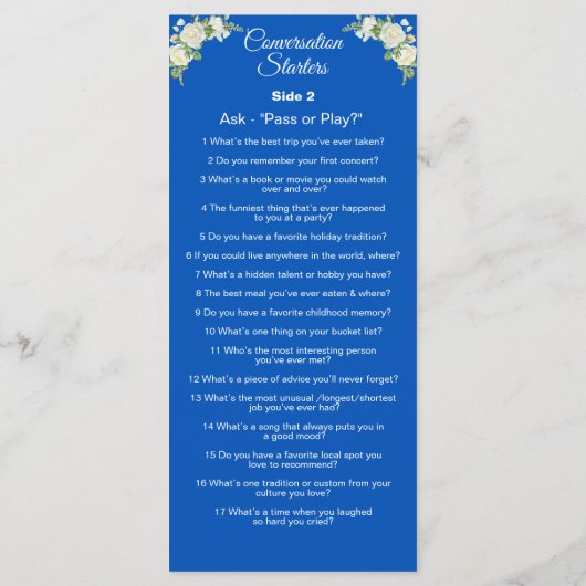 Conversation Starters - Break The Ice Questions メニュー (裏面)