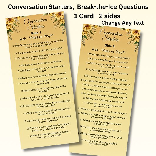 Conversation Starters - Break The Ice Questions  メニュー