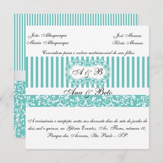 Convite Azul Tiffany 招待状 (正面/裏面)