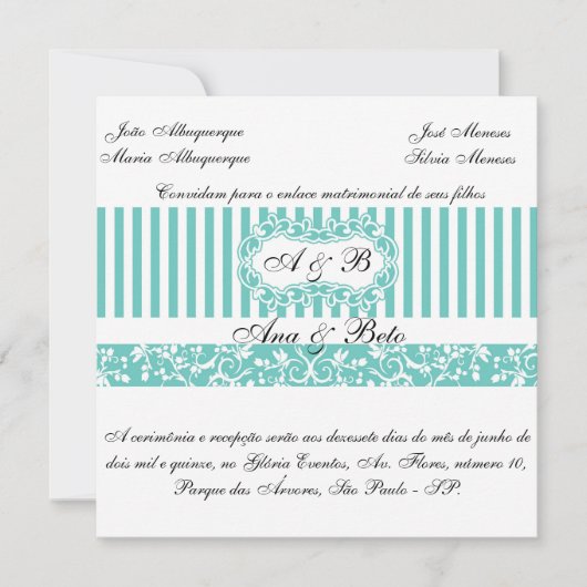 Convite Azul Tiffany 招待状 (正面)