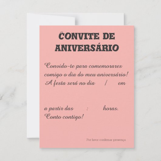 Convite de aniversário Benfica 招待状 (裏面)