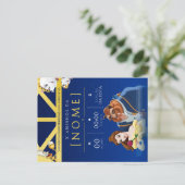 Convite de Aniversário Infantil da Bela e a Fera インビテーションポストカード (スタンド正面)