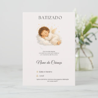 Convite de Batizado Anjinho Personalizado 招待状