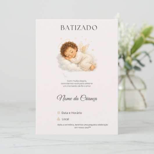 Convite de Batizado Anjinho Personalizado 招待状 (スタンド正面)