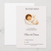 Convite de Batizado Anjinho Personalizado 招待状 (正面/裏面)