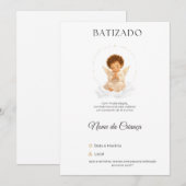 Convite de Batizado Anjinho Personalizado 招待状 (正面/裏面)