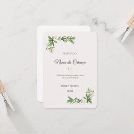 Convite de Batizado Floral Elegante | Personalizad 招待状