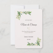 Convite de Batizado Floral Elegante | Personalizad 招待状 (正面)