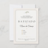 Convite de Batizado Personalizável Elegante 招待状 (正面)