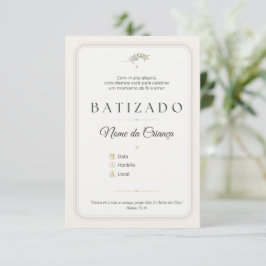 Convite de Batizado Personalizável Elegante 招待状
