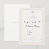 Convite de Batizado Personalizável Elegante 招待状 (正面/裏面)