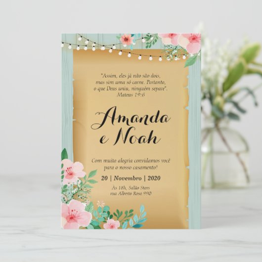 Convite de Casamento, amadeirado turquesa 招待状 (スタンド正面)