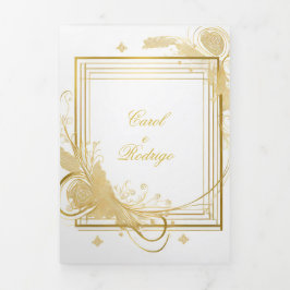Convite de casamento dourado 三つ折り招待状