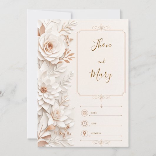 Convite de Casamento Moderno Floral 招待状 (正面)