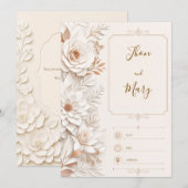 Convite de Casamento Moderno Floral 招待状 (正面/裏面)
