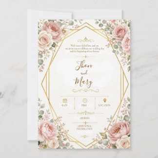 Convite de Casamento Moderno Floral 招待状