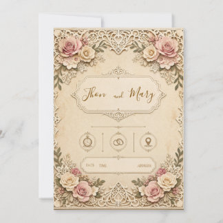 Convite de Casamento Moderno Floral 招待状
