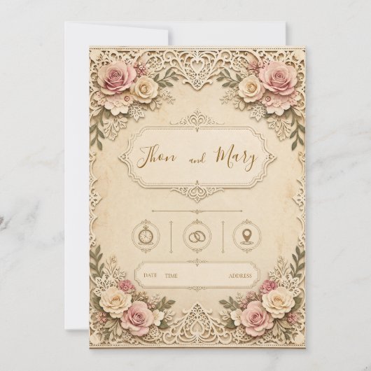 Convite de Casamento Moderno Floral 招待状 (正面)