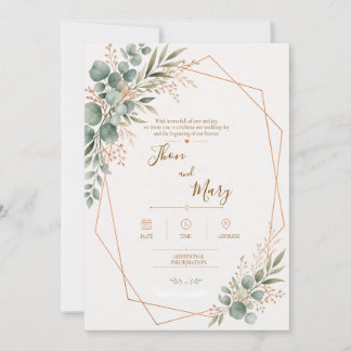 Convite de Casamento Moderno Rustico Floral 招待状
